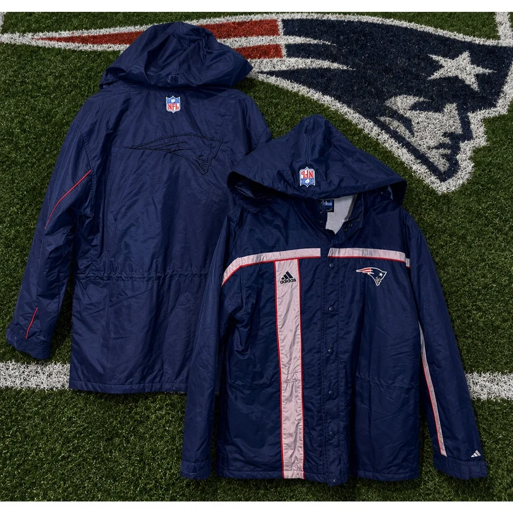 New England Patriots Adidas Hooded Full Zip Jacket Men’s M Vintage NFL